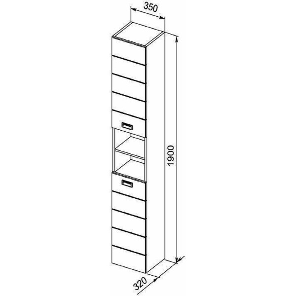 Пенал напольный Aquanet Доминика 35x32x190 белый, R (00170802)