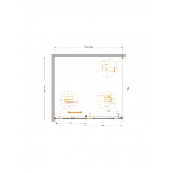 Душевой уголок Cezares Plane 110x100x195 стекло прозрачное, профиль хром (PLANE-AH-1-110/100-C-CR)