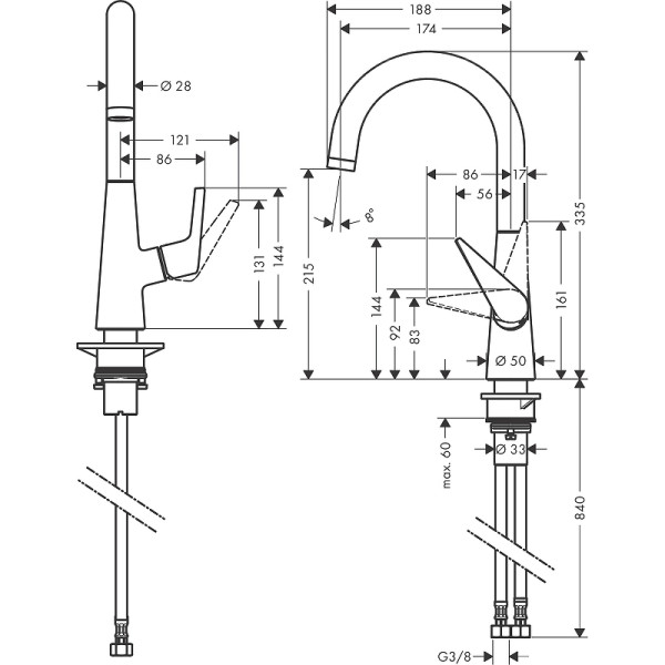 Смеситель для кухни Hansgrohe Talis S хром (72814000)