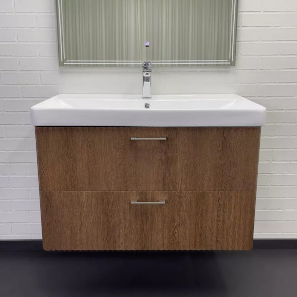 Тумба подвесная с раковиной Comforty Ангара 900x475x590 дуб темно-коричневый (00-00021037)