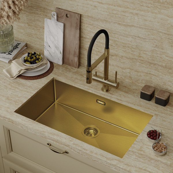 Мойка для кухни врезная Iddis Edifice 74x44 нержавеющая сталь матовое золото (EDI74B0i77)