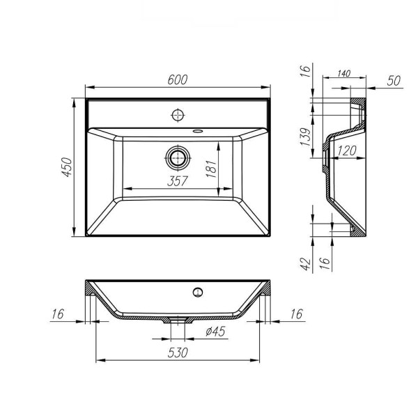 Раковина встраиваемая BelBagno 60 белая (BB600/450-LV-MR-AST) Раковина встраиваемая BelBagno 60 белая (BB600/450-LV-MR-AST)