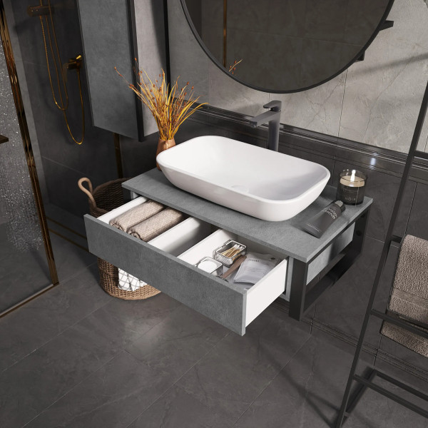 Тумба подвесная 1Marka Grundge Loft 800x480x255 бетон лофт (Ц0000031984)