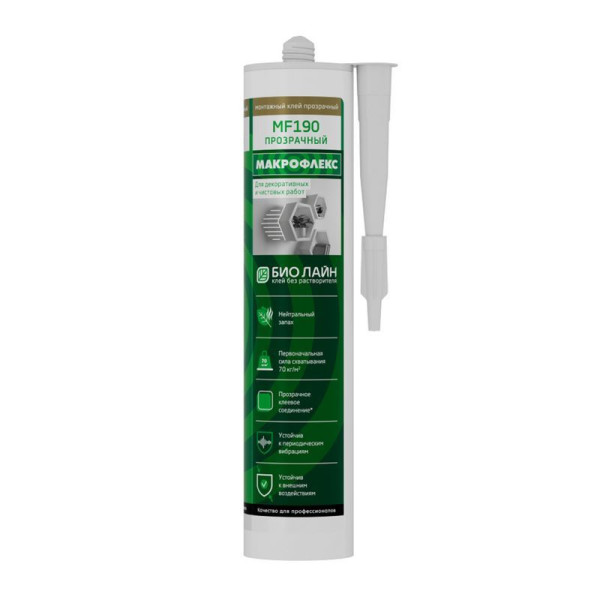 Клей монтажный Макрофлекс Bio Line MF190 Ультрасильный 280 г. (прозрачный) (2670487)