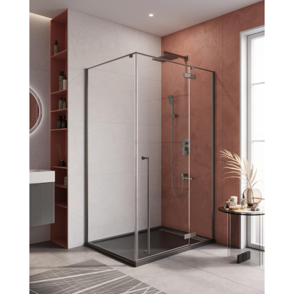 Душевой уголок Cezares Liner 120x90x195 R стекло прозрачное, профиль оружейная сталь (LINER-AH-1-120/90-C-GM-R)