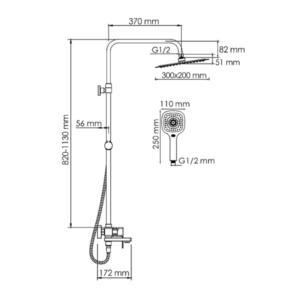 Душевая система WasserKRAFT хром (A199.069.065.010.CH Thermo)