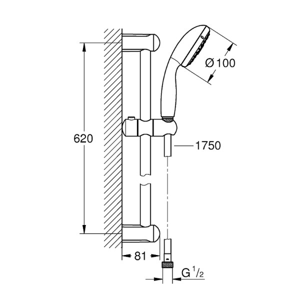 Душевой гарнитур Grohe New Tempesta (хром)