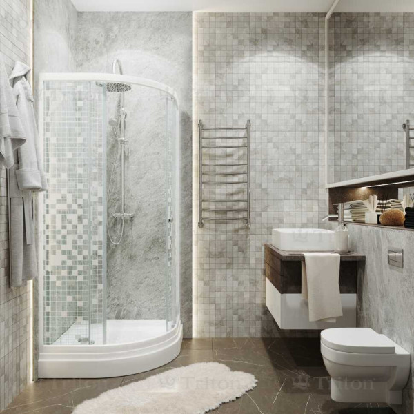 Душевой уголок Triton 100*100 А стекло мозаика, профиль белый (DK55_2)