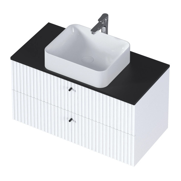 Тумба подвесная 1Marka Desire 900x500x487 белый + черная столешница (Ц0000026591)