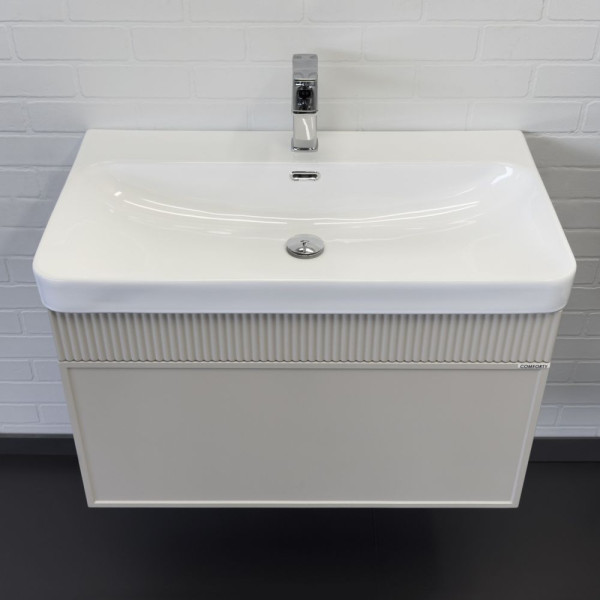 Тумба подвесная Comforty Турин 810x510x465 дуб белый матовый с раковиной (00-00009124)