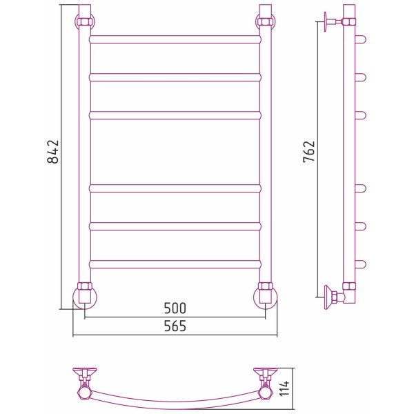 Полотенцесушитель водяной Стилье Аксиома-20 800х500 хром (00662-8050) Полотенцесушитель водяной Стилье Аксиома-20 800х500 хром (00662-8050)
