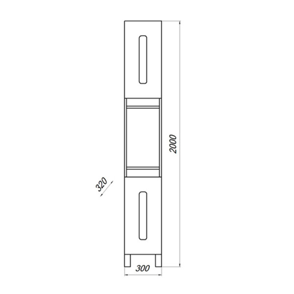 Пенал напольный Melodia Модерн 30 со Glass 200x30 белый (MFR85679WT)