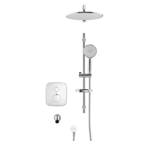 Смеситель для ванны и душа Swedbe Platta встраиваемый термостат с верхним душем и повортн.изливом хром (5560)