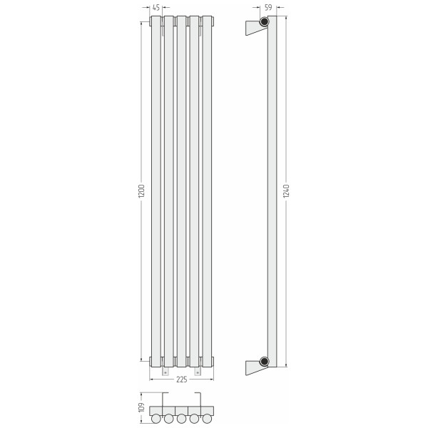 Радиатор стальной Сунержа Эстет 225x1200 5 секций черный матовый (31-0301-1205) Радиатор стальной Сунержа Эстет 225x1200 5 секций черный матовый (31-0301-1205)