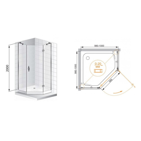 Душевой уголок Cezares Bergamo 100x100x200 стекло прозрачное (BERGAMO-P-1-100-C-Cr-R-IV) Душевой уголок Cezares Bergamo 100x100x200 стекло прозрачное (BERGAMO-P-1-100-C-Cr-R-IV)