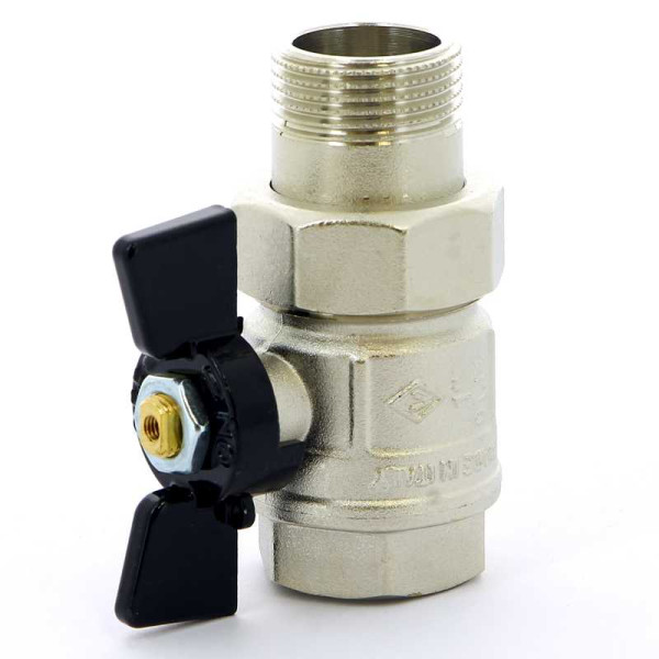 Кран Bugatti 1" шаровый со сгоном New Jersey 922 (черная бабочка) (09220006)