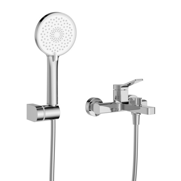 Смеситель для ванны и душа с ручным душем, шлангом и держателем BelBagno (ALBANO-VASM-CRM)