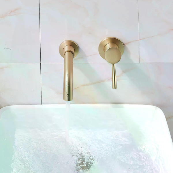 Смеситель для раковины Rea Lungo long золото матовое (REA-B4109)