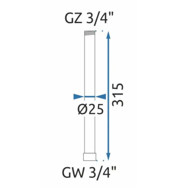 Удлинитель душевой стойки Rea 30см Black mat (Tom, Soul, Aldi, Bliss, Santos, Roger, Lungo с термостатом, Luis, Vigo) (REA-K7701)