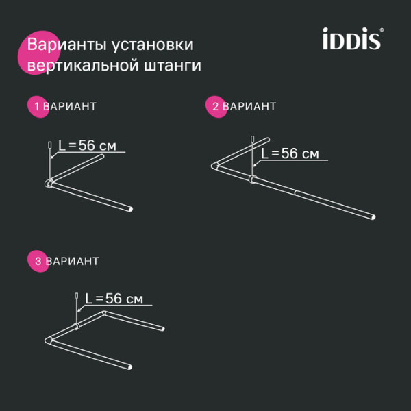 Карниз для ванны 90-180 см черный Iddis (060A200i14) Карниз для ванны 90-180 см черный Iddis (060A200i14)
