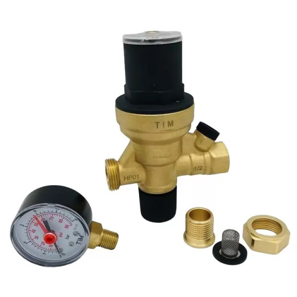 Клапан подпиточный TIM 1/2" PN 16 с манометром 0,2-4 бар (AF0206A) Клапан подпиточный TIM 1/2" PN 16 с манометром 0,2-4 бар (AF0206A)