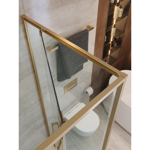 Душевой уголок Cezares Lux 120x90x195 стекло прозрачное, профиль брашированное золото (LUX-AH-FS-11-120/90-C-BORO)