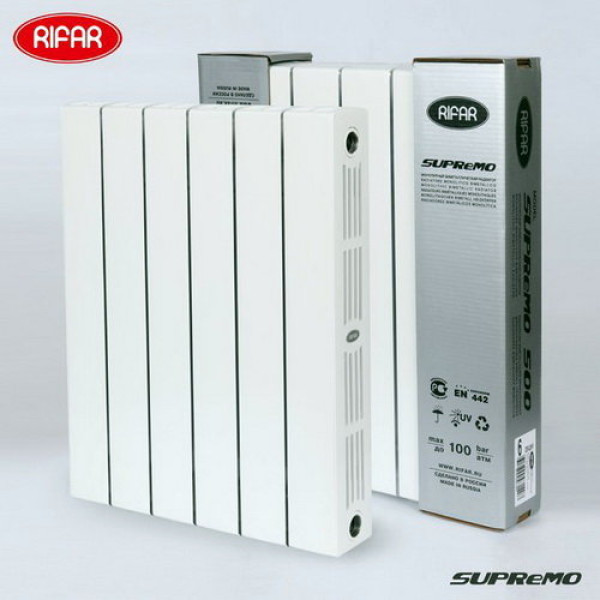 Радиатор биметаллический Rifar SUPReMO 500 (8 секций) (RS50008) Радиатор биметаллический Rifar SUPReMO 500 (8 секций) (RS50008)
