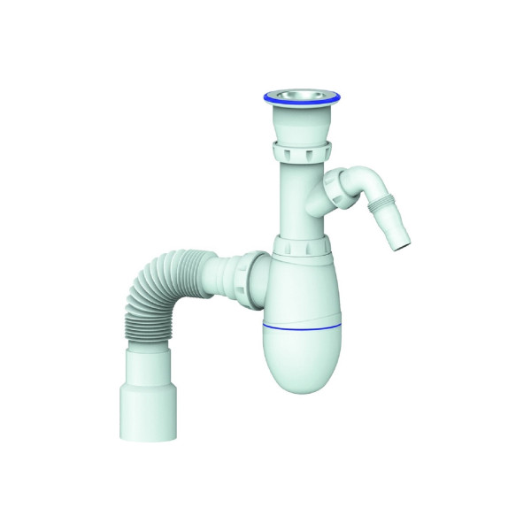 Сифон для мойки с прикрученным выпуском 1 1/2"x40 под стиральную и посудомоечную машины гибкий отвод Unicorn В320V Сифон для мойки с прикрученным выпуском 1 1/2"x40 под стиральную и посудомоечную машины гибкий отвод Unicorn В320V