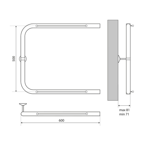 Полотенцесушитель водяной Melodia Moon Shelf 50х60 П-образный б/кронштейна (MTRMS5060) Полотенцесушитель водяной Melodia Moon Shelf 50х60 П-образный б/кронштейна (MTRMS5060)