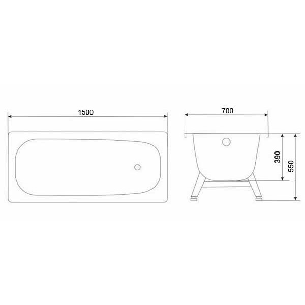 Ванна стальная Loranto 150x70x55 белая (85364)