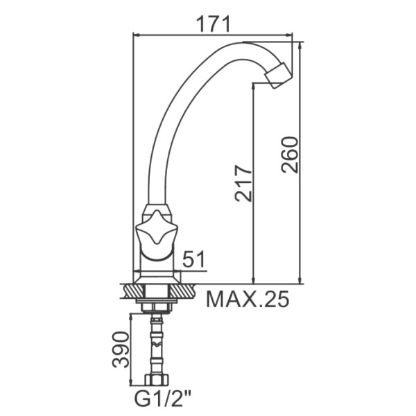 Смеситель для кухни Ledeme (L4187-2)