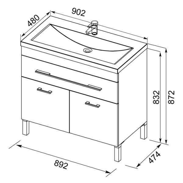 Тумба под раковину Aquanet Верона 90 480х902х872 1 ящик 2 дверцы, белая (182708) Тумба под раковину Aquanet Верона 90 480х902х872 1 ящик 2 дверцы, белая (182708)
