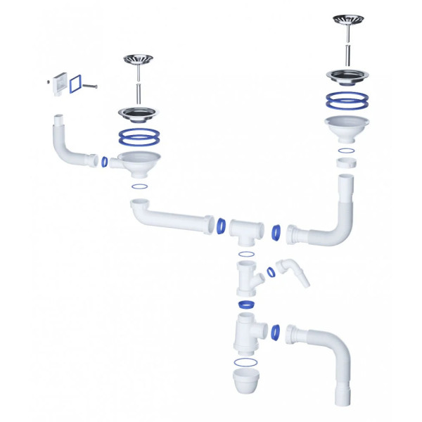 Сифон для мойки Iddis Kitchen Line хром/белый (S21UPS0i84)