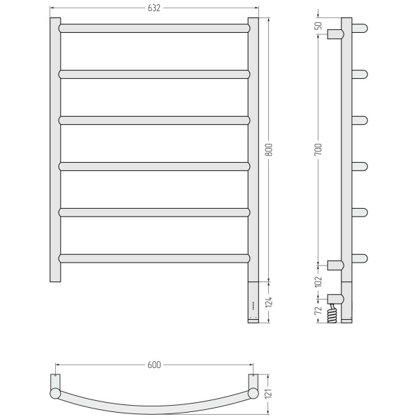 Полотенцесушитель электрический Сунержа Галант 3.1 800x600 МЭМ провод слева золото (03-6001-8060)