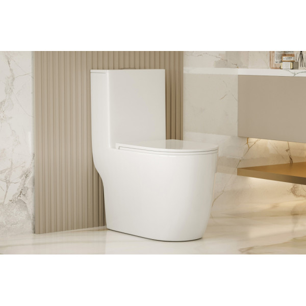 Унитаз напольный Abber Bequem AC1137T моноблок безободковый, смыв торнадо белый (AC1137T)