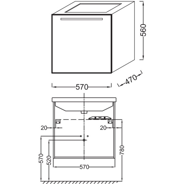 Тумба подвесная Jacob Delafon Struktura 57 белый глянец (EB1284-N18)
