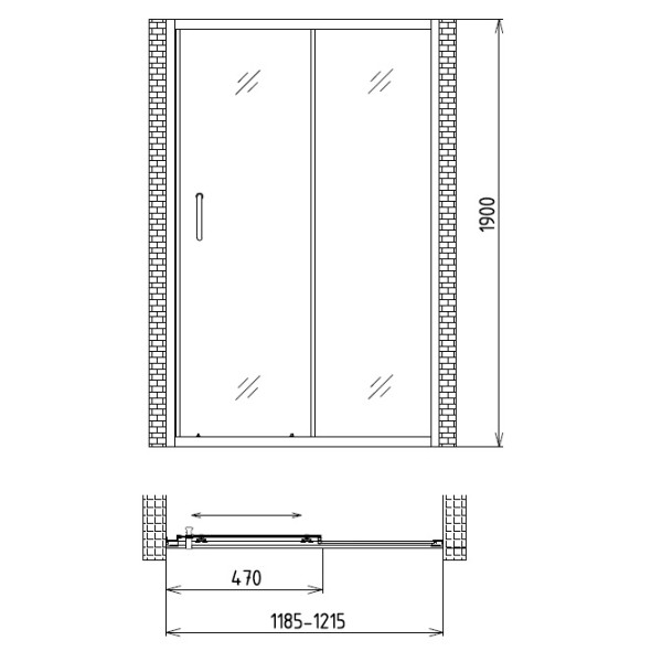 Душевая дверь Gemy Victoria S30191A 120х190 стекло прозрачное