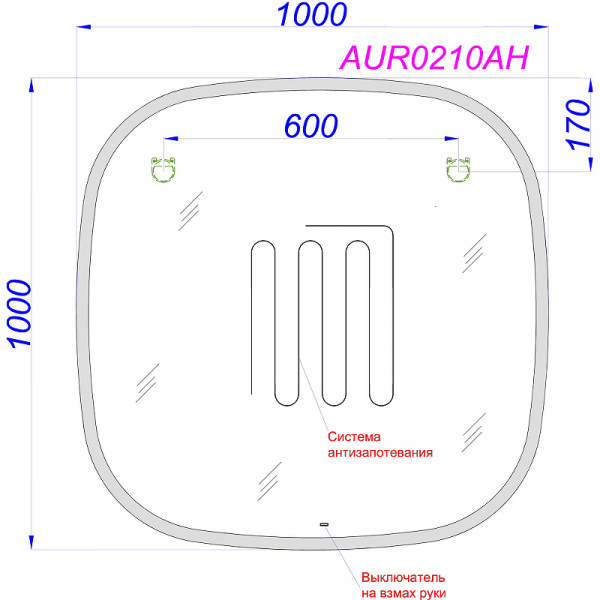Зеркало Aqwella Aura 1000x1000x30 белое (AUR0210AH) Зеркало Aqwella Aura 1000x1000x30 белое (AUR0210AH)