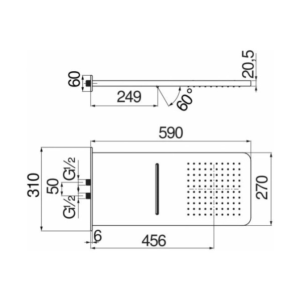 Верхний душ Nobili 59x27 см хром (AD139/130CR)