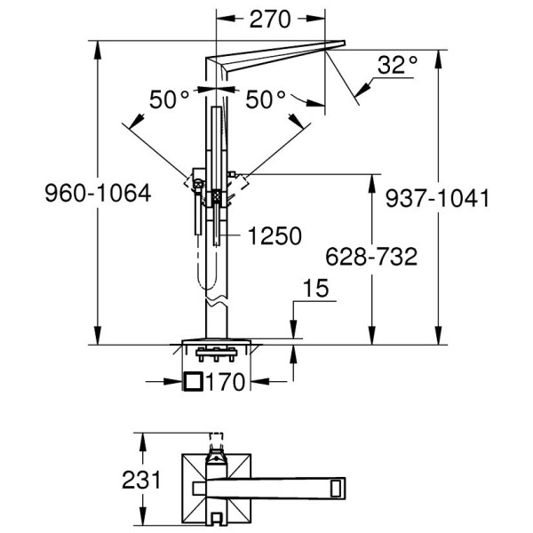 Смеситель напольный для ванны и душа Grohe Allure Brilliant (23119AL0)