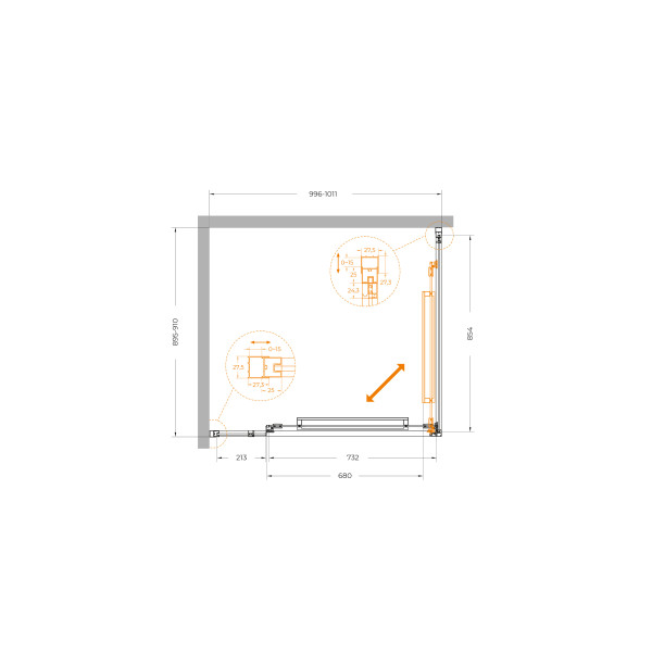 Душевой уголок Cezares Lux 100x90x195 стекло прозрачное, профиль хром (LUX-AH-FS-11-100/90-C-CR)