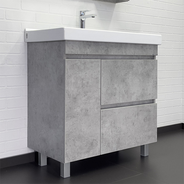 Тумба напольная Comforty Никосия 800x850x450 белый глянцевый с раковиной (00-00001521)