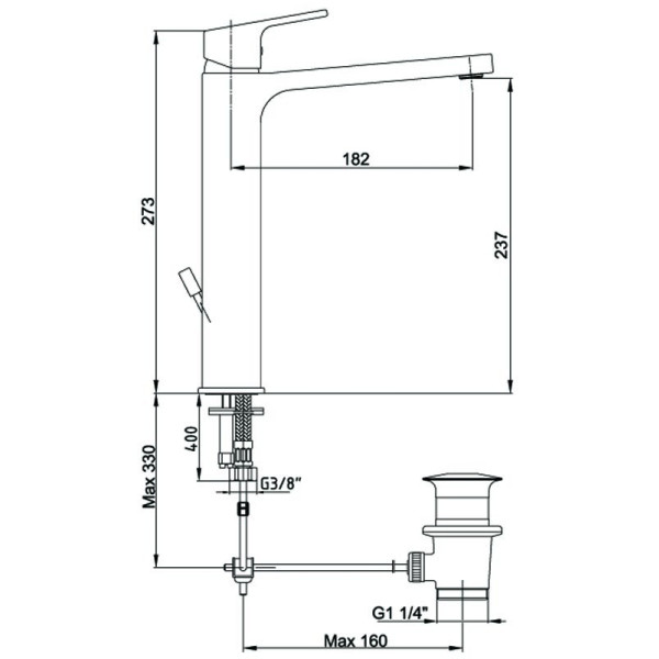 Смеситель для раковины E.C.A Tiera с донным клапаном (102188014EX)