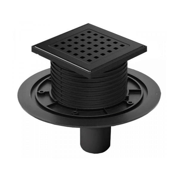 Трап MCH с нижним сливом универсальный DN50 решетка нерж. GATE 122х122 (г/з+с/з) черный