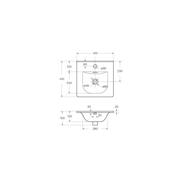 Раковина мебельная BelBagno 41x41 белая глянцевая (BB-8099-3-40)