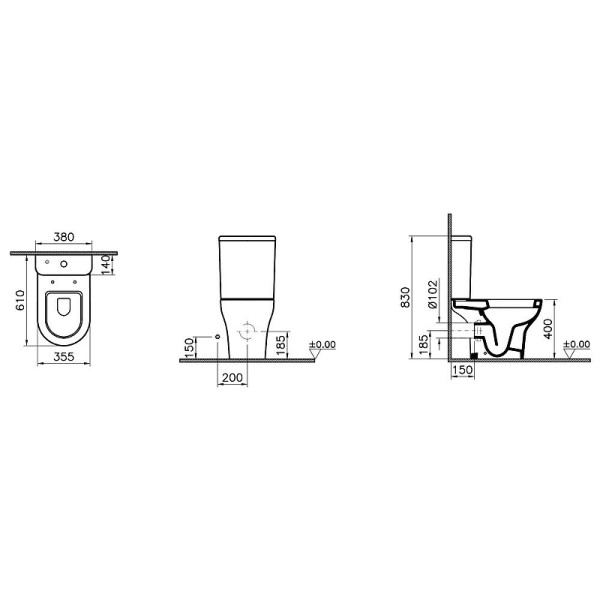 Унитаз компакт Vitra Zentrum белый с бачком с сиденьем микролифт (9012B003-7209) Унитаз компакт Vitra Zentrum белый с бачком с сиденьем микролифт (9012B003-7209)