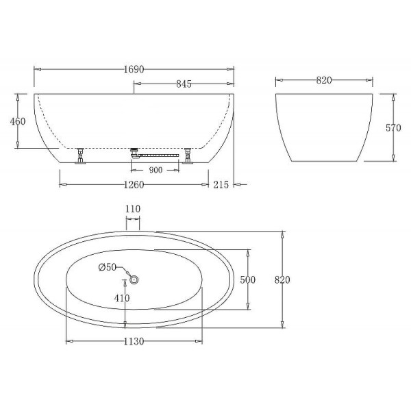 Ванна акриловая BelBagno 170x82 (BB69-1700-W0)