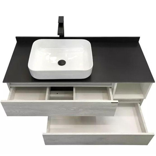 Тумба подвесная с раковиной Comforty Прага 1200x520x630 дуб белый/графит (00-00014834)