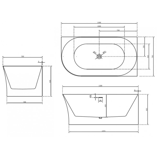 Ванна акриловая Abber 150*78 белая (AB9258-1.5 R)
