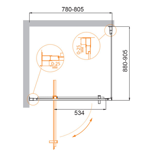 Душевой уголок Cezares Molveno 80x90x195 стекло прозрачное, профиль хром (MOLVENO-AH-1-80/90-C-Cr-IV)